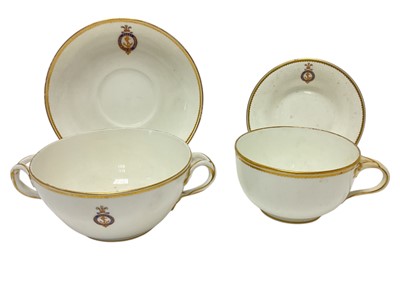 Lot 190 - The Royal Yacht 'Osborne', selection of china with finely painted Prince of Wales feather crest and 'Royal Yacht Osborne' in garter with central fouled anchor, comprising breakfast cup and sauce...