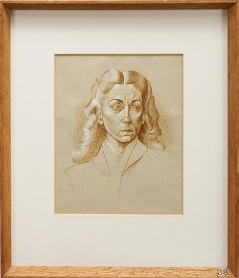 Lot 1407 - *Francis Plummer (1930-2019) pen, ink and watercolour - Study for Woman with Black Hair, titled verso, 26cm x 20cm, glazed frame