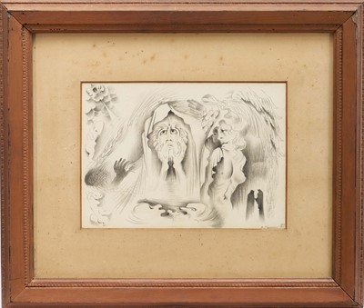 Lot 1406 - *Francis Plummer (1930-2019) pencil drawing - Abstract figures, signed and dated 1949 & 1952, 18cm x 25cm, in glazed frame