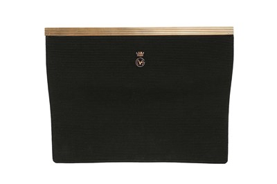 Lot 120 - Fine 1950s Cartier gold mounted black ribbed silk Ottoman evening bag
