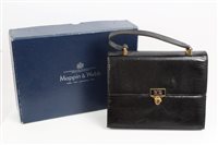 Lot 3195 - Mappin & Webb black lizard skin 'Kelly' style...