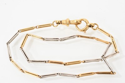 Lot 736 - Edwardian 18ct gold and platinum chain with elongated links, 34cm.