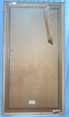 Lot 1074 - *Francis Plummer (1930-2019) egg tempera on board - Love Play, signed with initial P., dated '76, titled verso, 120cm x 60cm, framed