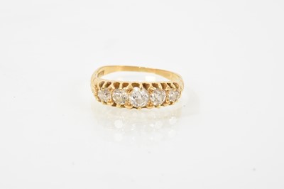 Lot 741 - Diamond five stone ring with five graduated old cut diamonds in claw setting on 18ct gold shank