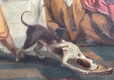 Lot 1328 - After Pierre Subleyras (1699-1749), 19th century oil on canvas - Christ at the House of Simon the Pharisee, 25cm x 63cm, in glazed gilt frame