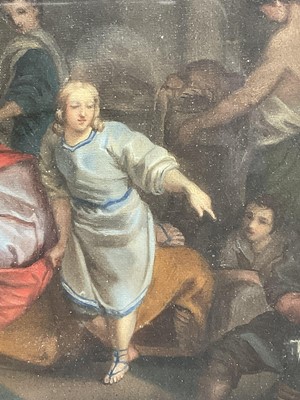 Lot 1328 - After Pierre Subleyras (1699-1749), 19th century oil on canvas - Christ at the House of Simon the Pharisee, 25cm x 63cm, in glazed gilt frame