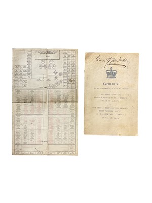 Lot 153 - Rare Victorian Ceremonial for the marriage of H.R.H. Prince Leopold, Duke of Albany to H.S.H.Princess Helen of Waldeck and Pyrmont ,April 27th 1882 including church seating plan