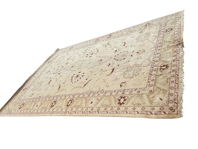 Lot 1643 - Ziegler design carpet, with broad lotus leaf design on cream ground, 440 x 307cm