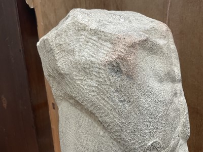 Lot 1070 - *Francis Plummer (1930-2019) carved stone sculpture - Male Torso, 60cm high, one of only two sculptures ever produced by Plummer. Together with a related pen and ink study, in glazed frame