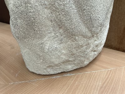 Lot 1070 - *Francis Plummer (1930-2019) carved stone sculpture - Male Torso, 60cm high, one of only two sculptures ever produced by Plummer. Together with a related pen and ink study, in glazed frame