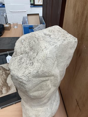 Lot 1070 - *Francis Plummer (1930-2019) carved stone sculpture - Male Torso, 60cm high, one of only two sculptures ever produced by Plummer. Together with a related pen and ink study, in glazed frame