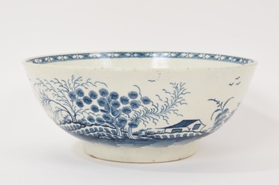 Lot 350 - A Worcester blue and white bowl, circa 1775, painted in the Rock Strata Island pattern, 22.75cm diameter