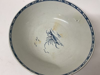 Lot 67 - Worcester blue and white bowl, circa 1775, painted in the Rock Strata Island pattern, 22.75cm diameter