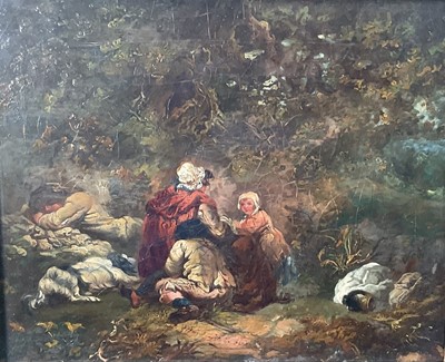 Lot 84 - After George Morland, early 19th century oil on canvas, behind glass in gilt frame.