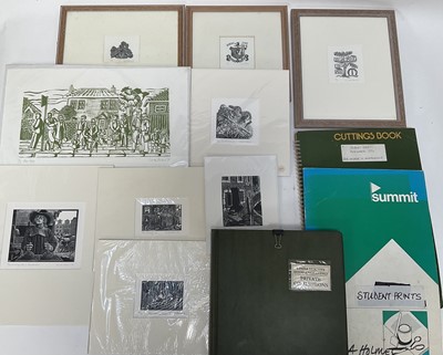 Lot 1132 - Linda Holmes (1950-2015) Large collection of wood cut and lino prints, including student and private commissions