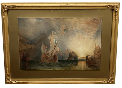 Lot 137 - After J.M.W. Turner, engraving, Ulysses deriding Polyphemus, published by Moore, McQueen & Co, London, 46cm x 72cm, glazed gilt frame