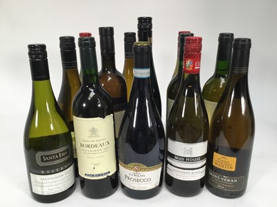 Lot 53 - Twelve bottles, white wine, French, Chilean, New Zealand, together with a bottle of Prosecco