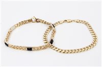 Lot 3212 - Two gold (9ct) flat curb link bracelets