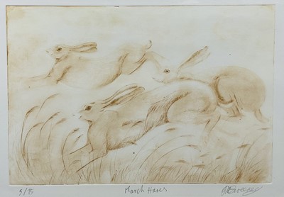 Lot 9 - March Hares, signed limited edition print, framed and glazed