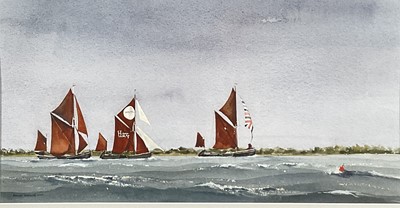 Lot 113 - Robert Brookes 20th Century watercolour - Thistle, Cabby & Wivenhoe on the Blackwater from The Stone, watercolour, framed and glazed