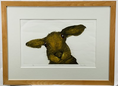 Lot 10 - Sonia Rollo, Hare in the Lens, limited edition print, pencil signed, 30cm x 49cm, framed and glazed