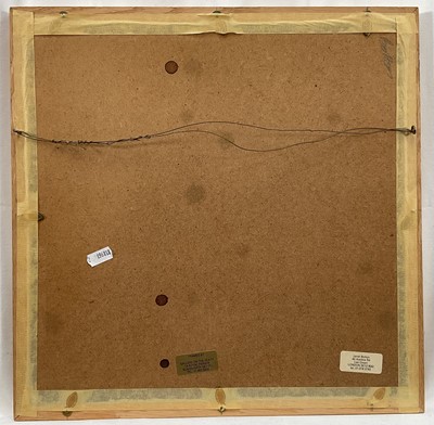 Lot 130 - Janet Bolton (b. 1942) textile picture, ‘Kites above the Hill’, 16cm x 16cm, in glazed frame