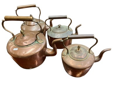 Lot 147 - Group of four copper kettles