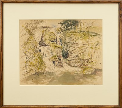 Lot 900 - *John Scorror O'Connor (1913-2004) watercolour - Cumbrian Waterfall, signed, 35 x 44cm, in glazed frame