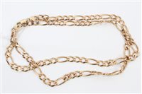 Lot 3218 - Gold (9ct) figaro chain necklace