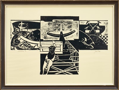 Lot 968 - *James Dodds (b.1957) signed limited edition linocut - Solidarnosc, 1982, 3/20, 47cm x 64cm, in glazed frame