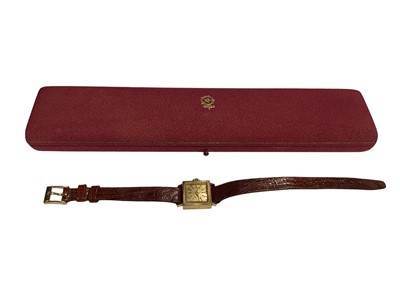 Lot 50 - 1960s Rolex Tudor 18ct gold cased ladies wristwatch on leather strap in original box