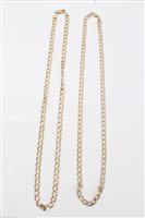 Lot 3220 - Two gold (9ct) curb link chains