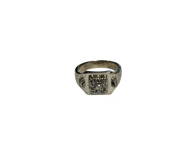 Lot 56 - Diamond cluster ring with a square cluster of old cut diamonds in white gold setting, stamped '18ct'
