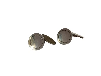 Lot 38 - Pair of Georg Jensen Danish silver disc cufflinks, model 75B