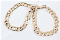 Lot 3221 - Two gold (9ct) flat curb link bracelets