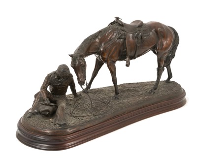 Lot *Gill Parker (b. 1957) bronze - cowboy and rider