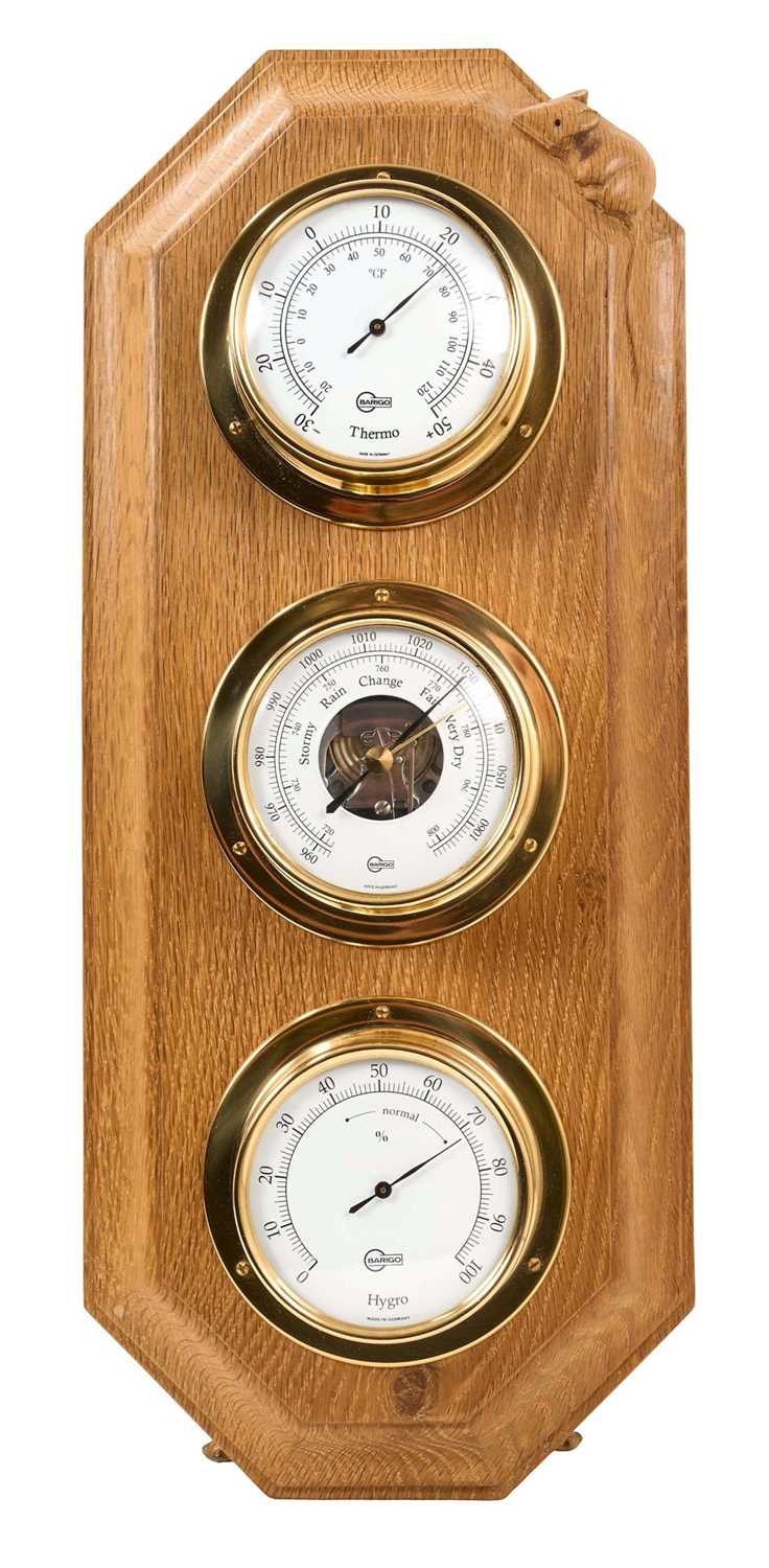 Lot Robert Mouseman Thompson carved oak weather station
