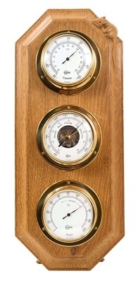 Lot Robert Mouseman Thompson carved oak weather station