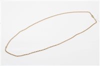 Lot 3225 - Gold (9ct) belcher link chain necklace, 72cm long