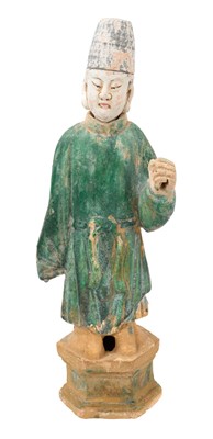 Lot Chinese standing tomb figure on octagonal base