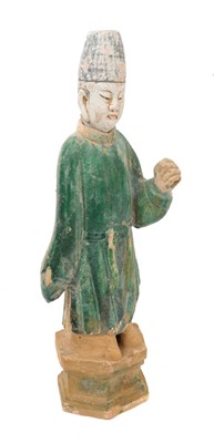 Lot Chinese standing tomb figure on octagonal base