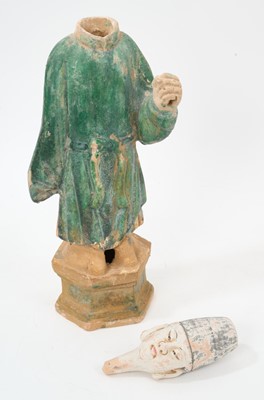 Lot Chinese standing tomb figure on octagonal base