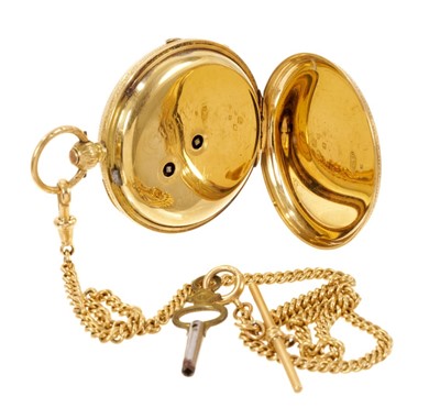 Lot 544 - Victorian 18ct gold pocket watch on chain