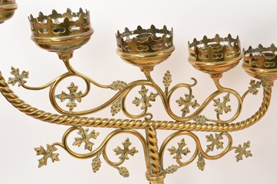 Lot Pair of Victorian brass ecclesiastical candlesticks