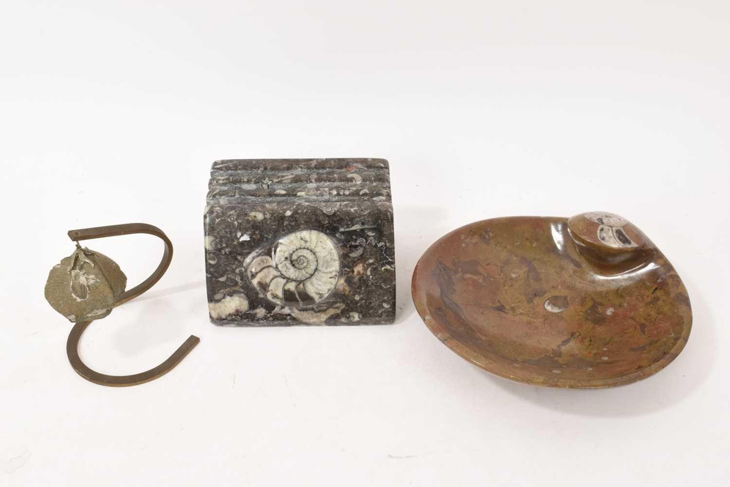 Lot Fossil desk stand and other items
