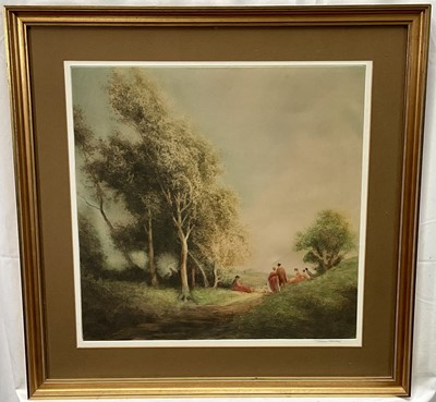 Lot 310 - William Tatton Winter (1855-1928) signed etching - Figures in a Lane, 45cm x 46cm, in glazed gilt frame