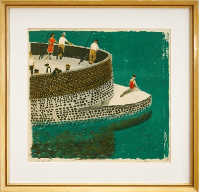 Lot 986 - Bernard Cheese (1925-2013) signed lithograph - 'Ooh it's cold!', dated '55 and numbered 9/25, 51cm x 55cm, in glazed frame
