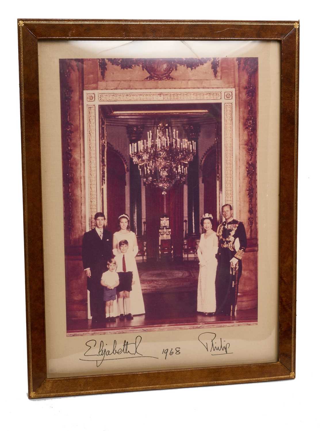 Lot 47 - H.M. Queen Elizabeth II and H.R.H. The Duke of Edinburgh, signed 1968 presentation portrait photograph of the Royal Family in original gilt tooled frame