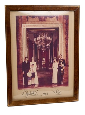Lot 47 - H.M. Queen Elizabeth II and H.R.H. The Duke of Edinburgh, signed 1968 presentation portrait photograph of the Royal Family in original gilt tooled frame