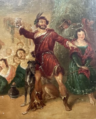 Lot 41 - After Daniel Maclise, oil on canvas, Robin Hood and his Merry Band with King Richard in a Woodland, 57cm x 87cm, in gilt frame